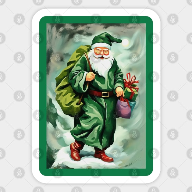 Victorian Father Christmas Wearing Green Robes Sticker by taiche